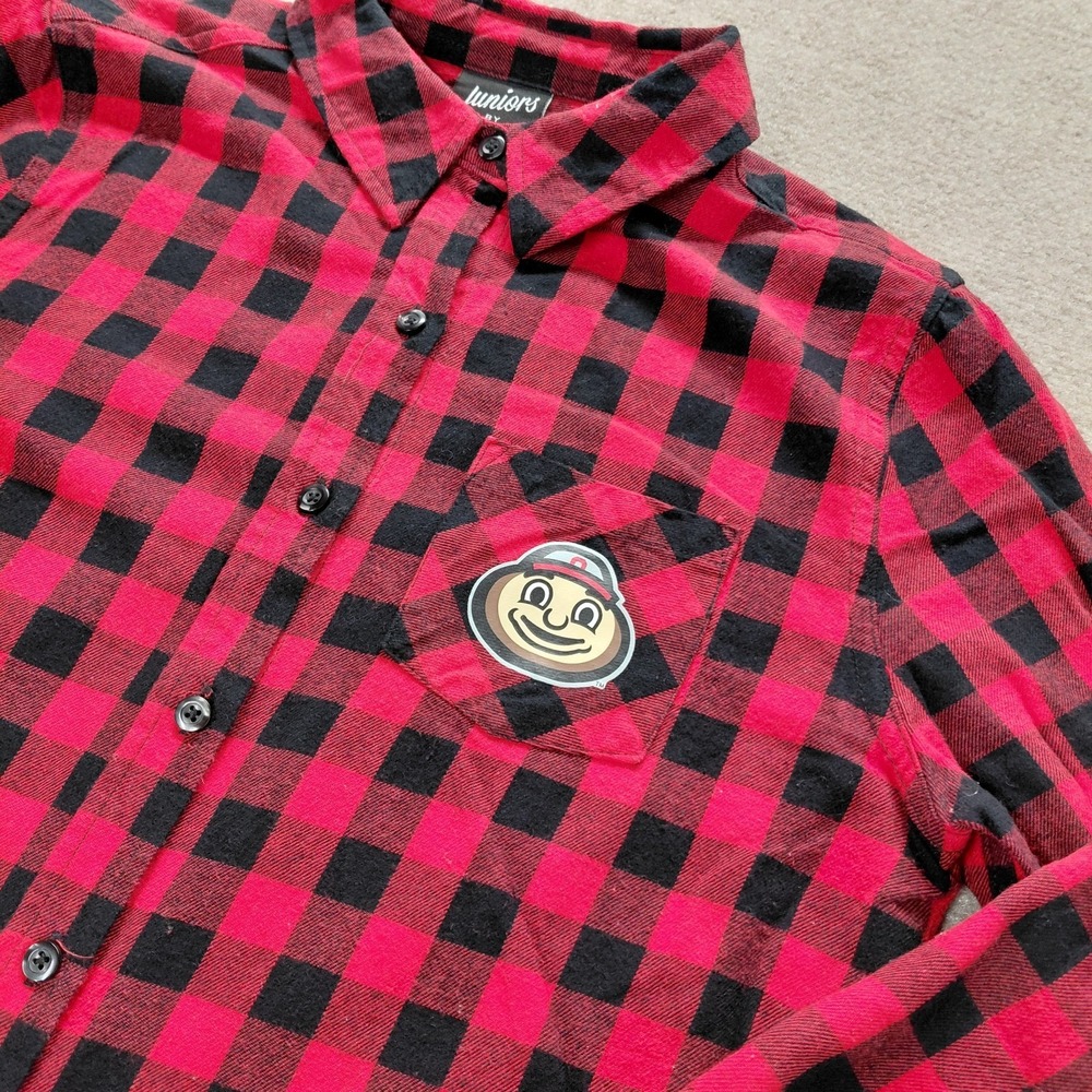 Gen.2 Ohio State Buckeyes Red Plaid Flannel Shirt Ladies Junior L 11/13 Football - Picture 3 of 10